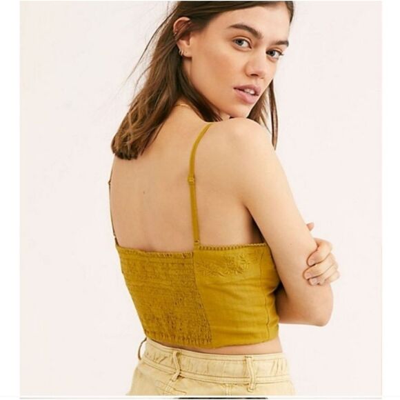 FREE PEOPLE | Fixed on a Feeling Embroidered Green Crop Top Women’s Size X-Large - Picture 3 of 12